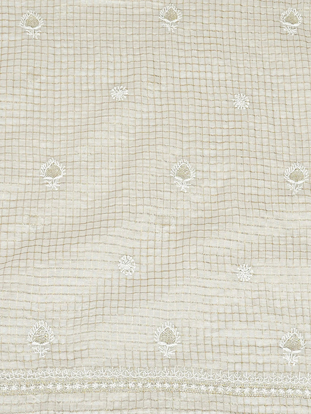 Ada Hand Embroidered Alabaster Grey Chanderi Lucknowi Chikankari Unstitched Men's Kurta With Cutdana Work 01A915155