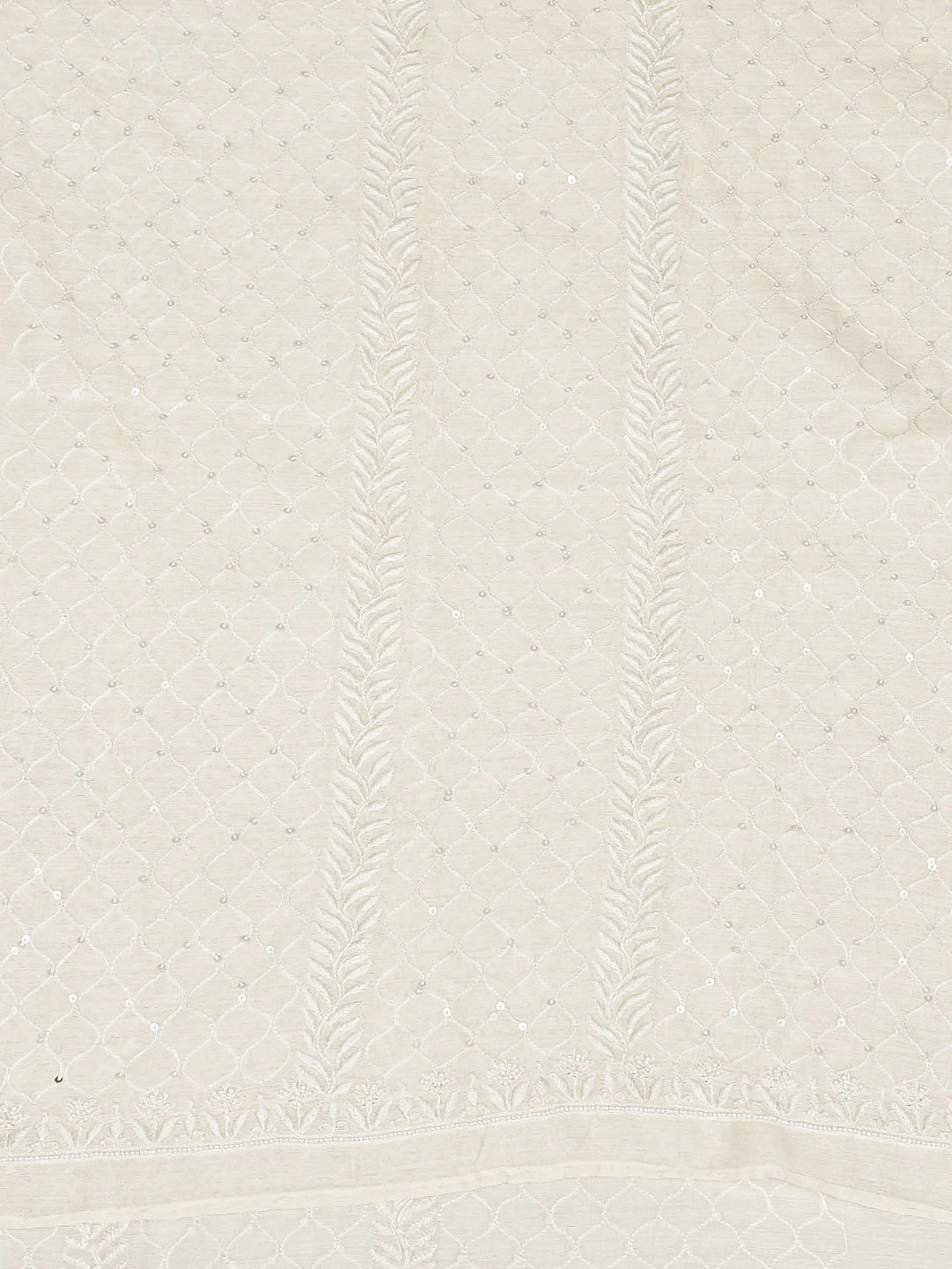 Ada Hand Embroidered Cream Moonga Silk Lucknowi Chikankari Unstitched Men's Kurta With Pearl Work 01A924672