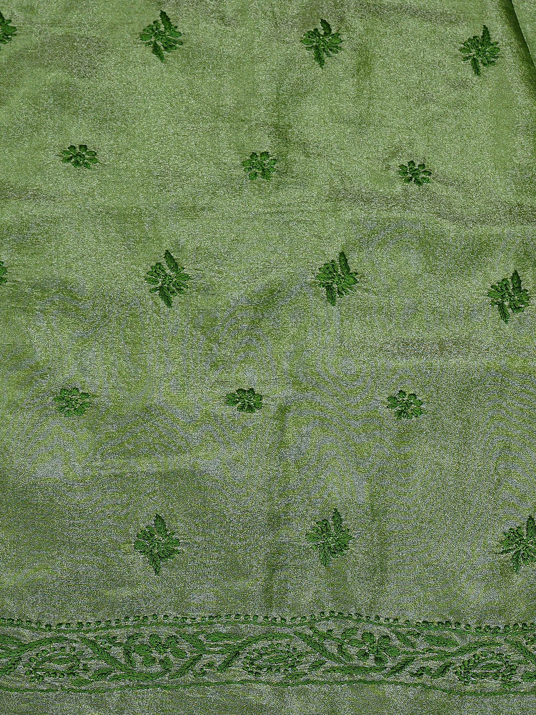 Ada Hand Embroidered Green Tissue Lucknowi Chikankari Unstitched Men's Kurta 01A865045