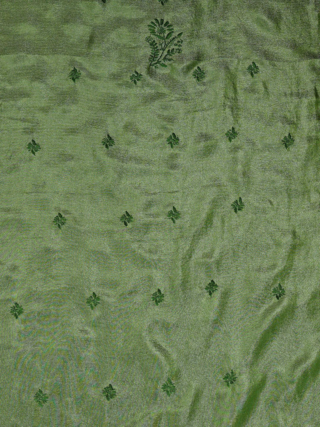 Ada Hand Embroidered Green Tissue Lucknowi Chikankari Unstitched Men's Kurta 01A865045
