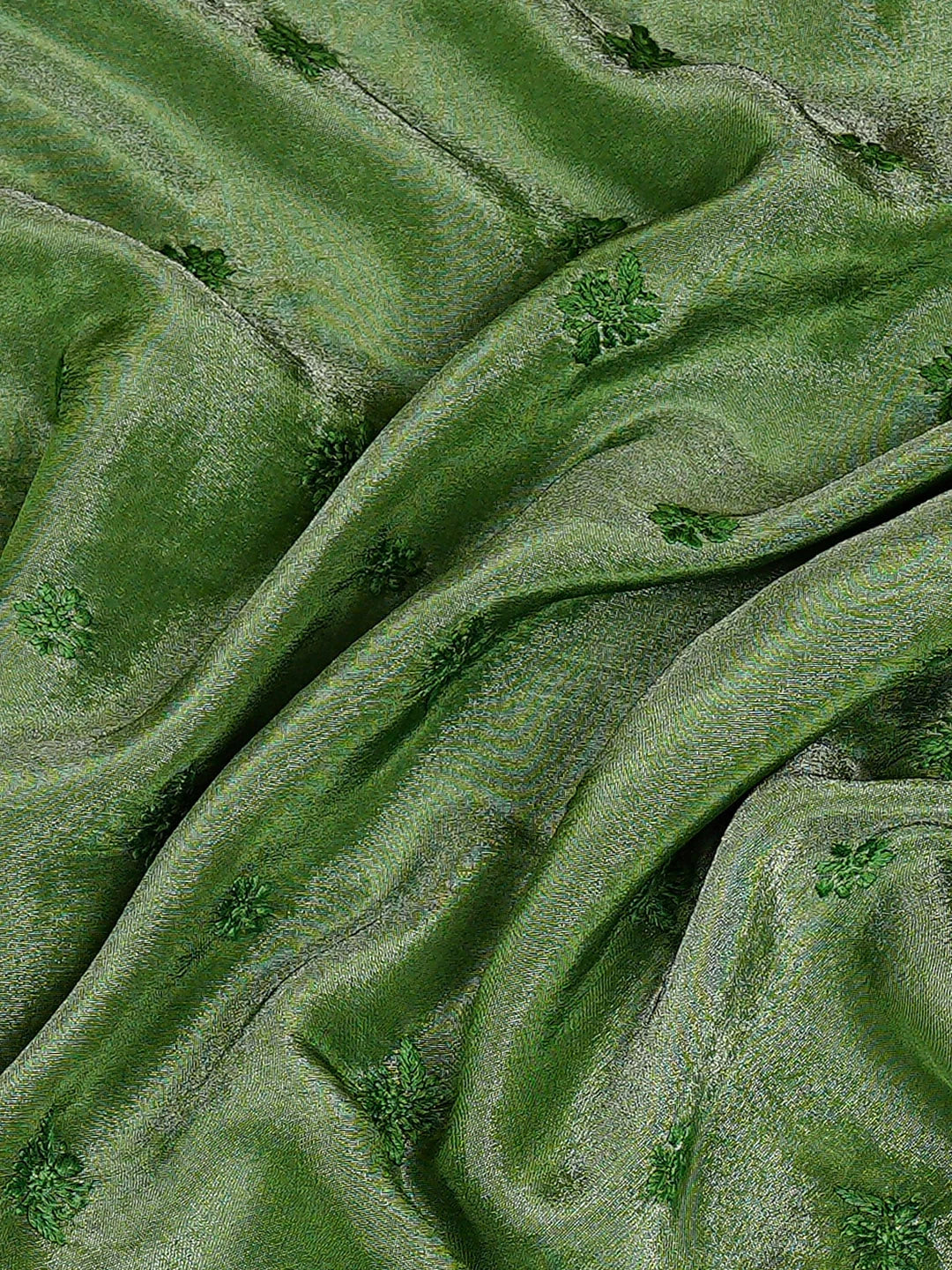 Ada Hand Embroidered Green Tissue Lucknowi Chikankari Unstitched Men's Kurta 01A865045