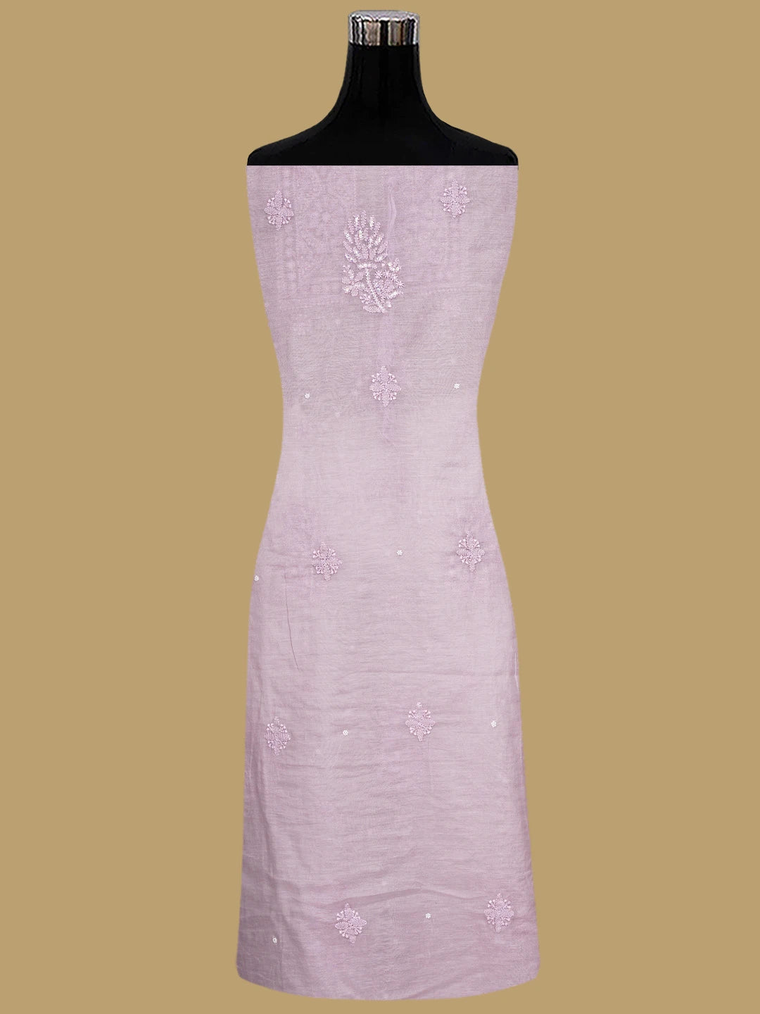 Ada Hand Embroidered Pink Orchid Chanderi Lucknowi Chikankari Unstitched Suit Piece With Sequinned Work 01A937521