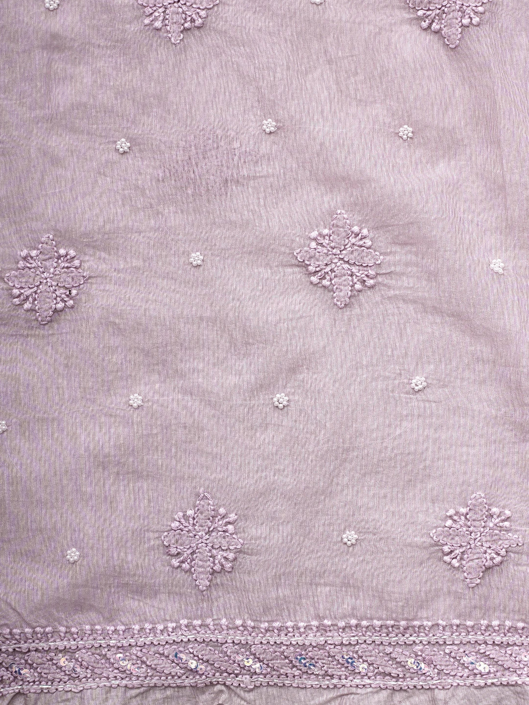 Ada Hand Embroidered Pink Orchid Chanderi Lucknowi Chikankari Unstitched Suit Piece With Sequinned Work 01A937521