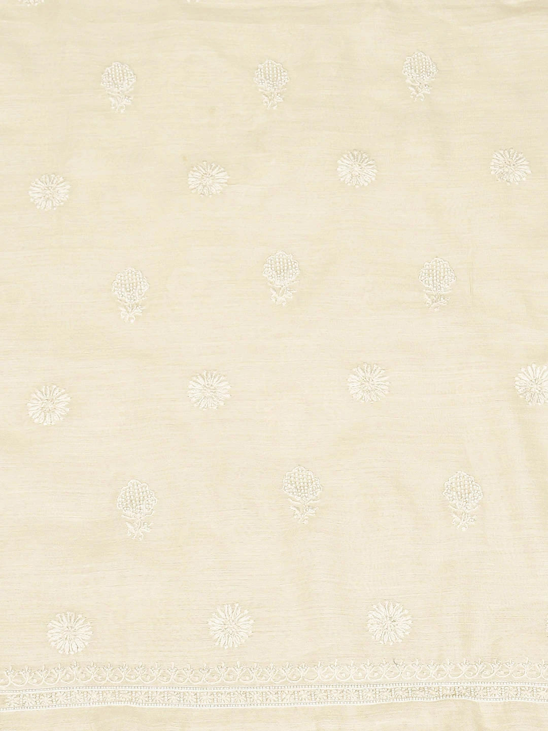 Ada Hand Embroidered Cream Moonga Silk Lucknowi Chikankari Unstitched Men's Kurta With Pearl Work 01A924544