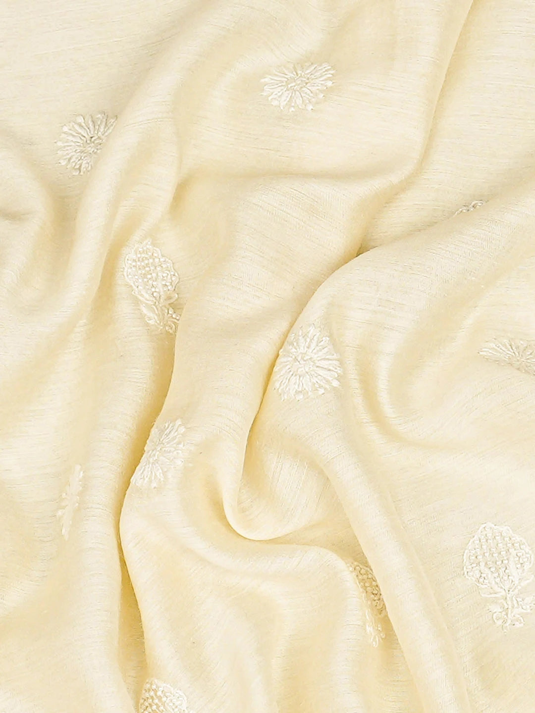 Ada Hand Embroidered Cream Moonga Silk Lucknowi Chikankari Unstitched Men's Kurta With Pearl Work 01A924544