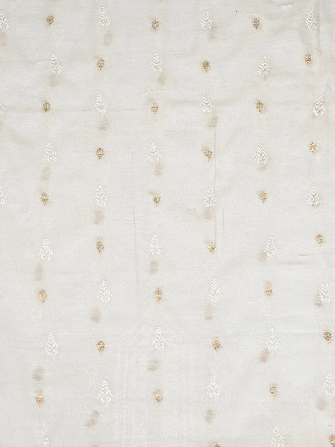 Ada Hand Embroidered White Chanderi Lucknowi Chikankari Unstitched Men's Kurta 01A858583