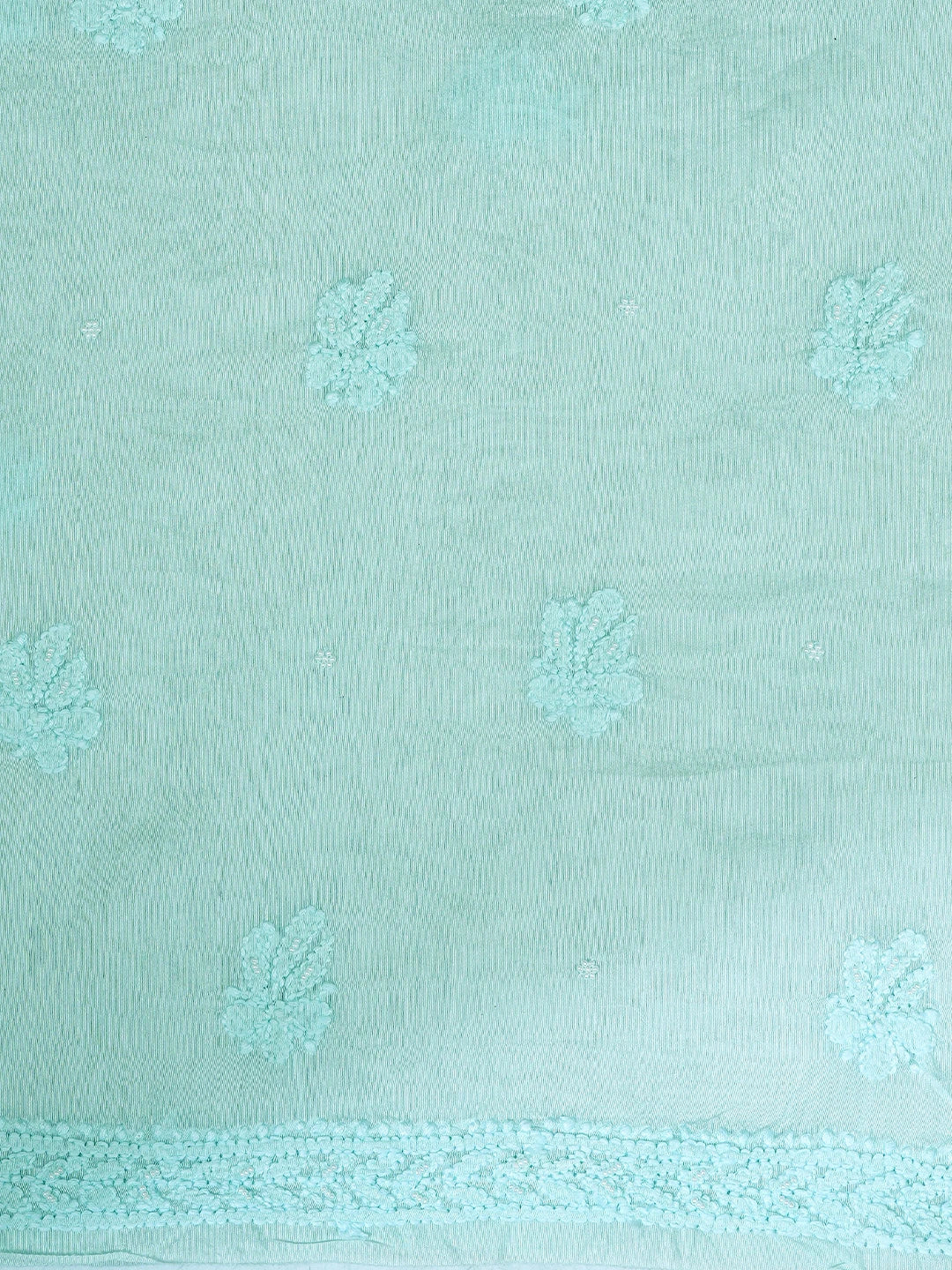 Ada Hand Embroidered Icy Blue Chanderi Lucknowi Chikankari Unstitched Suit Piece With Pearl Work 01A937473