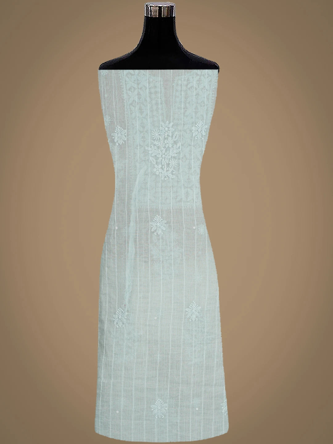 Ada Hand Embroidered Pastel green Chanderi Lucknowi Chikankari Unstitched Suit Piece With Cutdana Work 01A938025