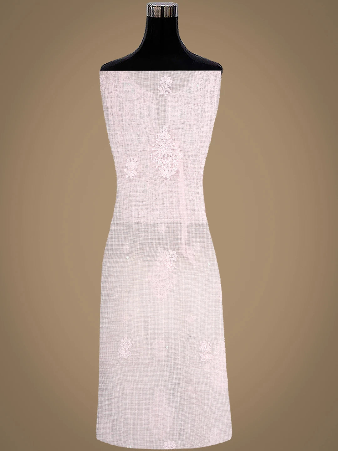 Ada Hand Embroidered Light Pink Kota Lucknowi Chikankari Unstitched Suit Piece With Pearl Work 01A937558