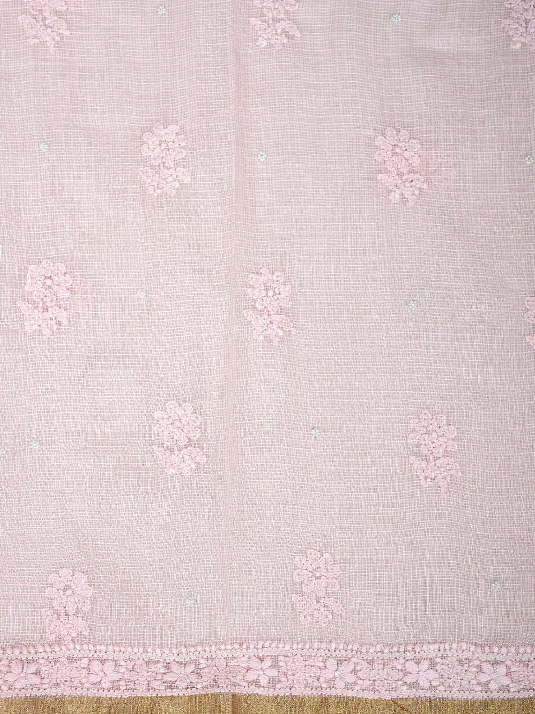 Ada Hand Embroidered Light Pink Kota Lucknowi Chikankari Unstitched Suit Piece With Pearl Work 01A937558