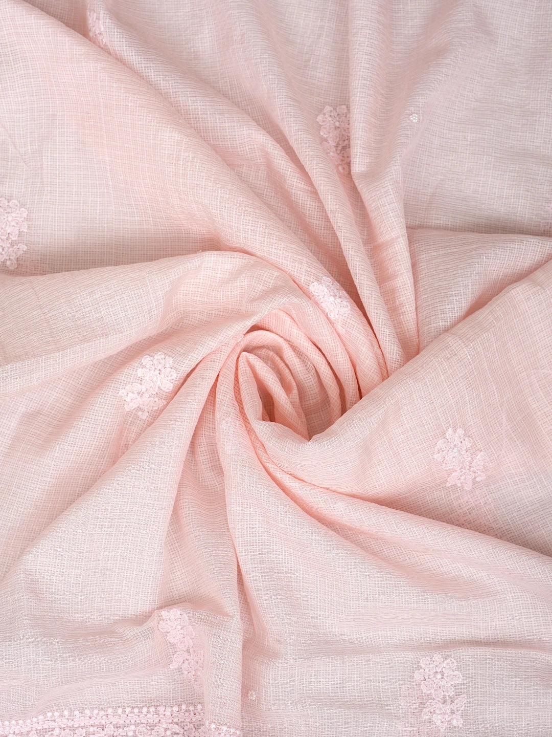 Ada Hand Embroidered Light Pink Kota Lucknowi Chikankari Unstitched Suit Piece With Pearl Work 01A937558