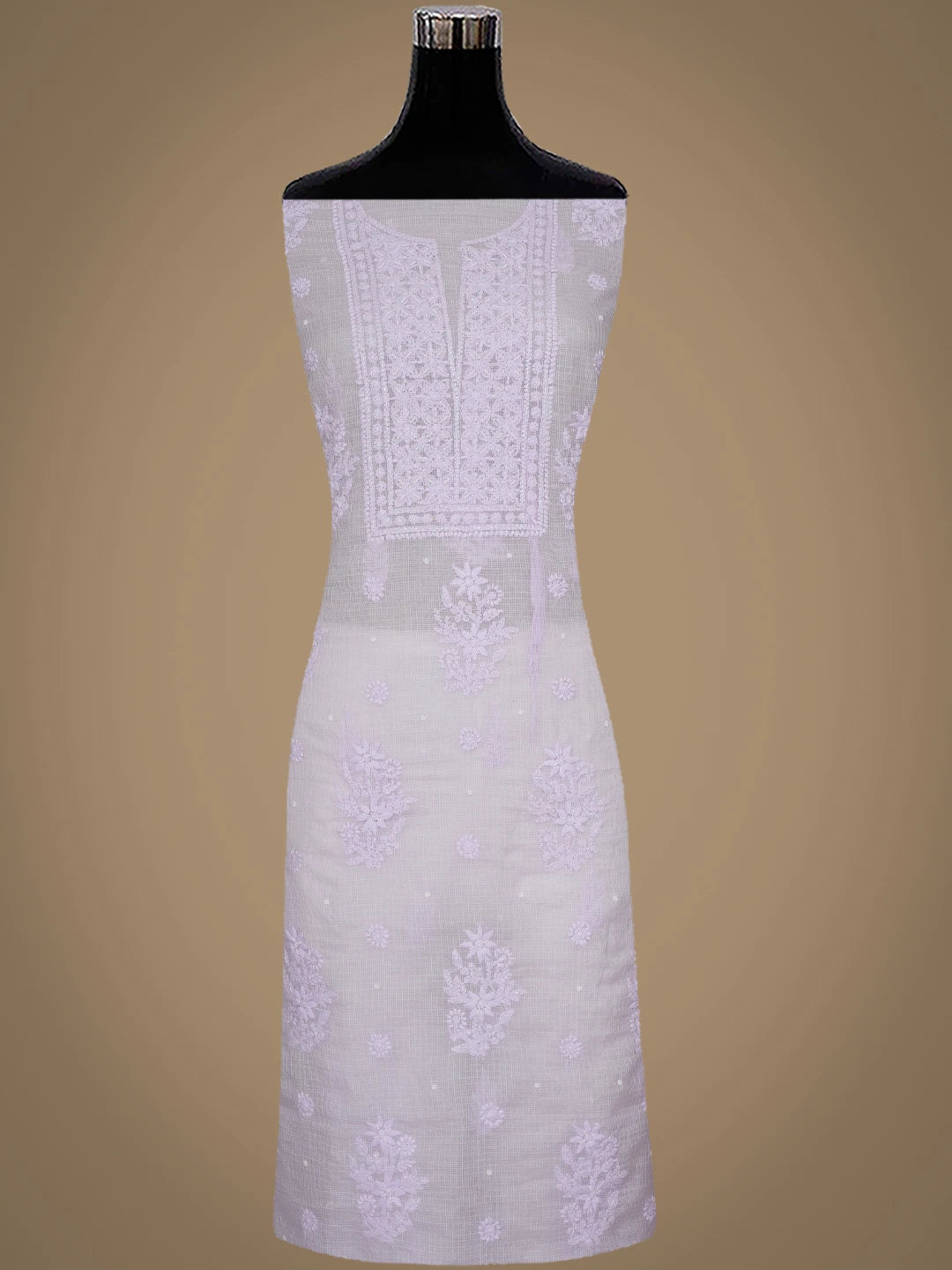 Ada Hand Embroidered Lavender Kota Lucknowi Chikankari Unstitched Suit Piece With Pearl Work 01A937568