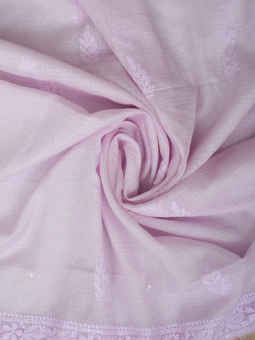 Ada Hand Embroidered Lavender Kota Lucknowi Chikankari Unstitched Suit Piece With Pearl Work 01A937568