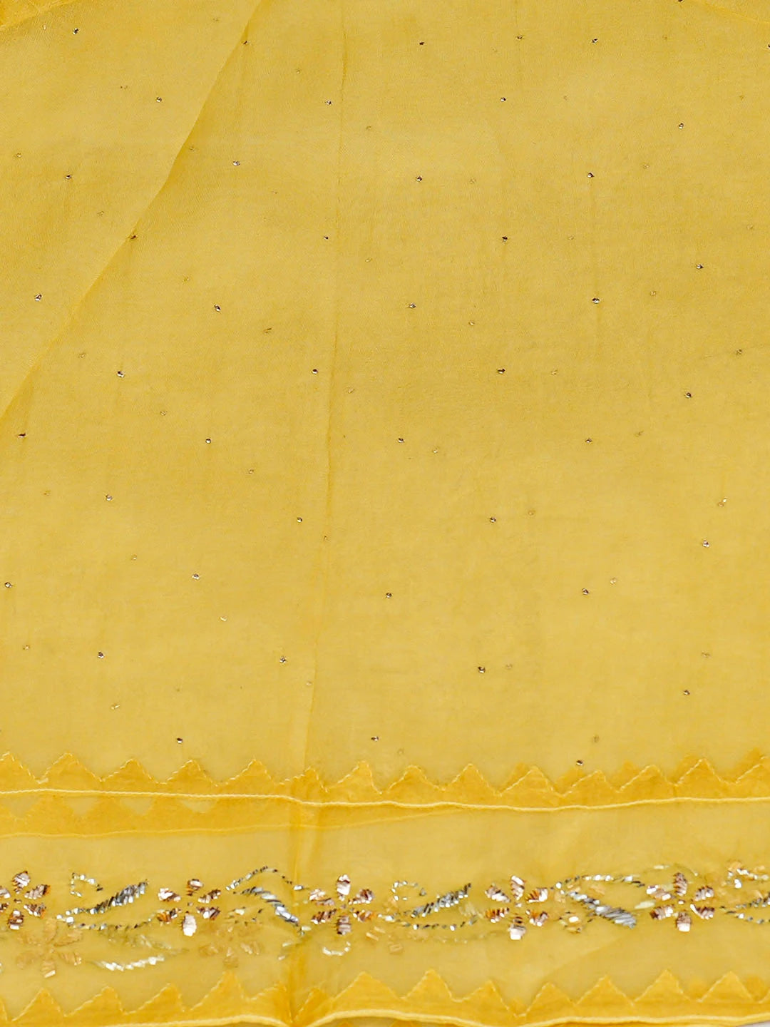 Ada Hand Embroidered Yellow Organza Semi-Stitched Anarkali Kurta Dupatta Set With Mukaish/Muqaish Work 01A887240