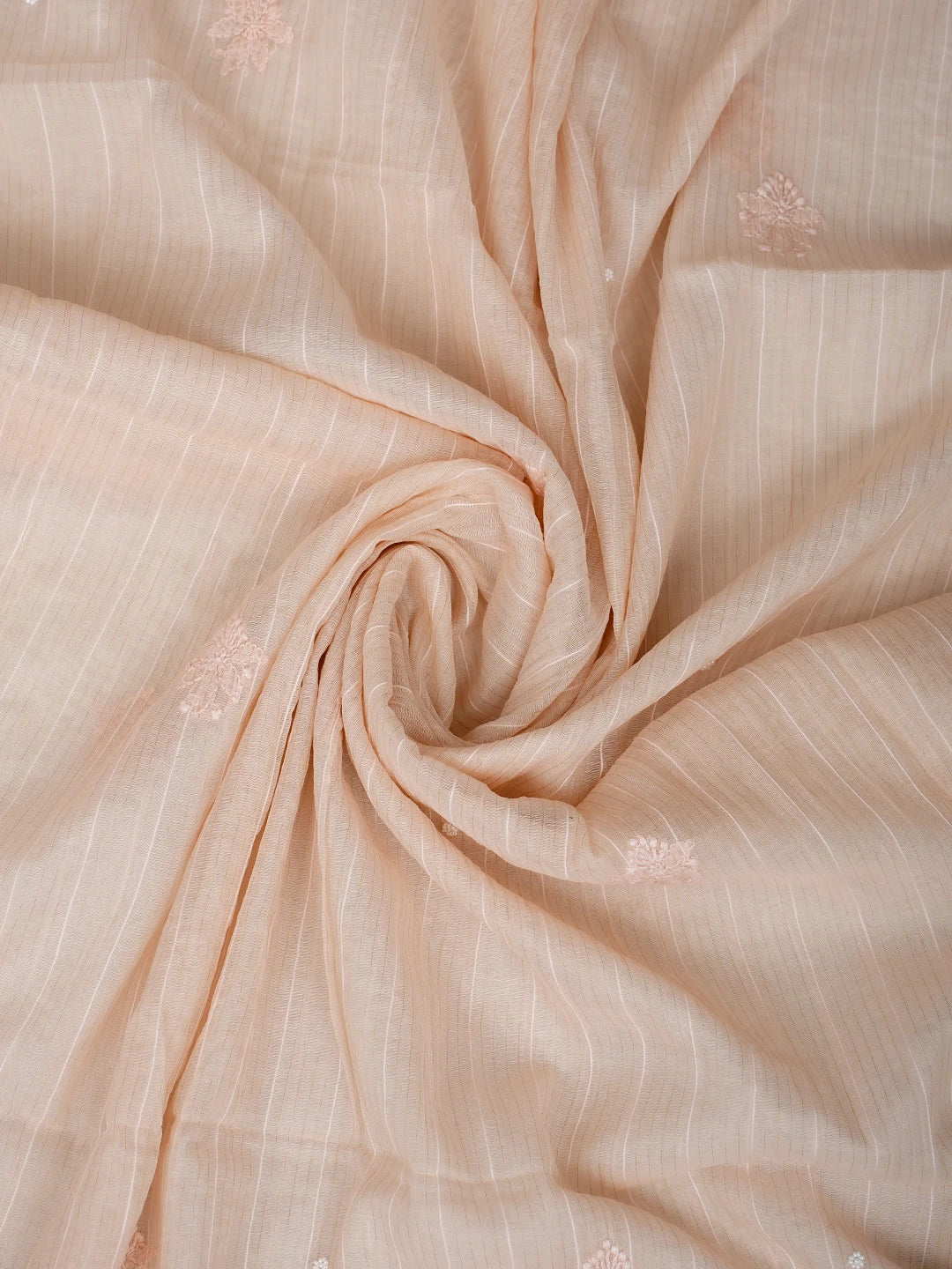 Ada Hand Embroidered Peach Chanderi Lucknowi Chikankari Unstitched Suit Piece With Pearl Work 01A938020