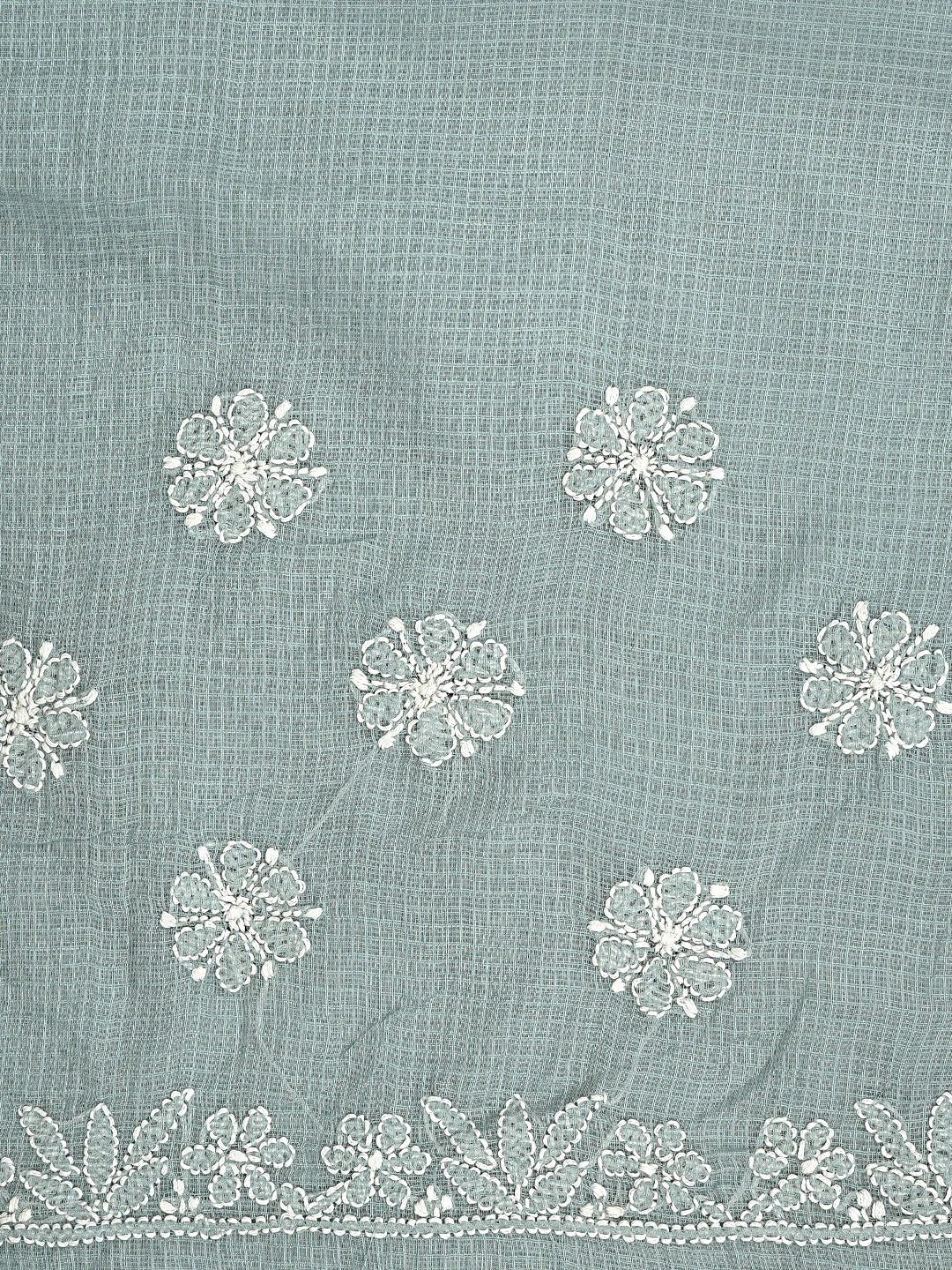 Ada Hand Embroidered Grey Kota Lucknowi Chikankari Saree and Blouse 01A922129