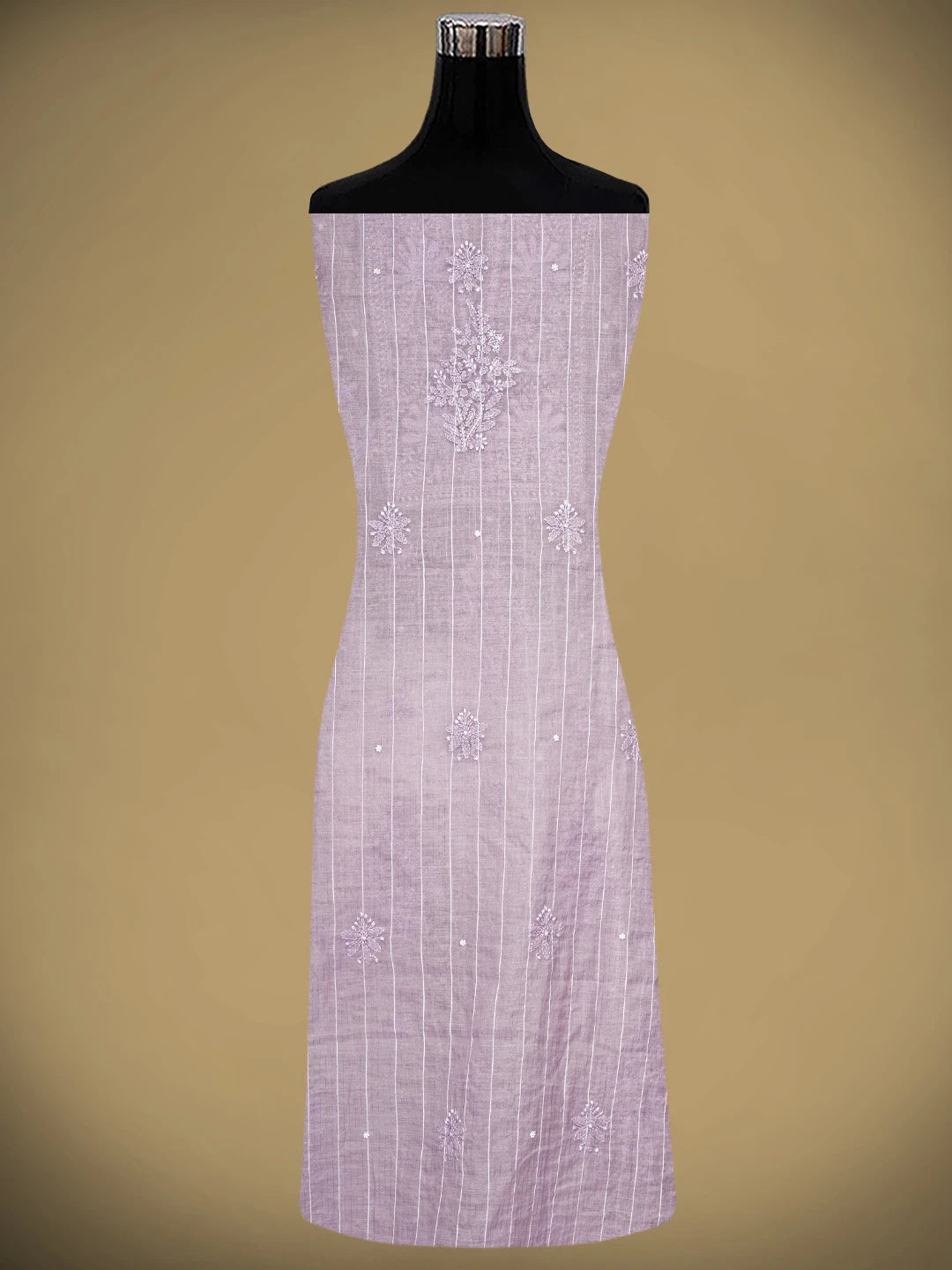 Ada Hand Embroidered Dusty Mauve Chanderi Lucknowi Chikankari Unstitched Suit Piece With Pearl Work 01A938032