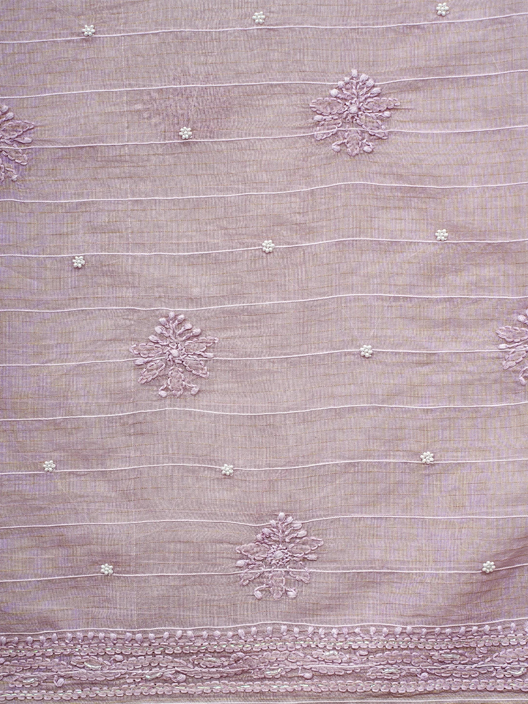 Ada Hand Embroidered Dusty Mauve Chanderi Lucknowi Chikankari Unstitched Suit Piece With Pearl Work 01A938032