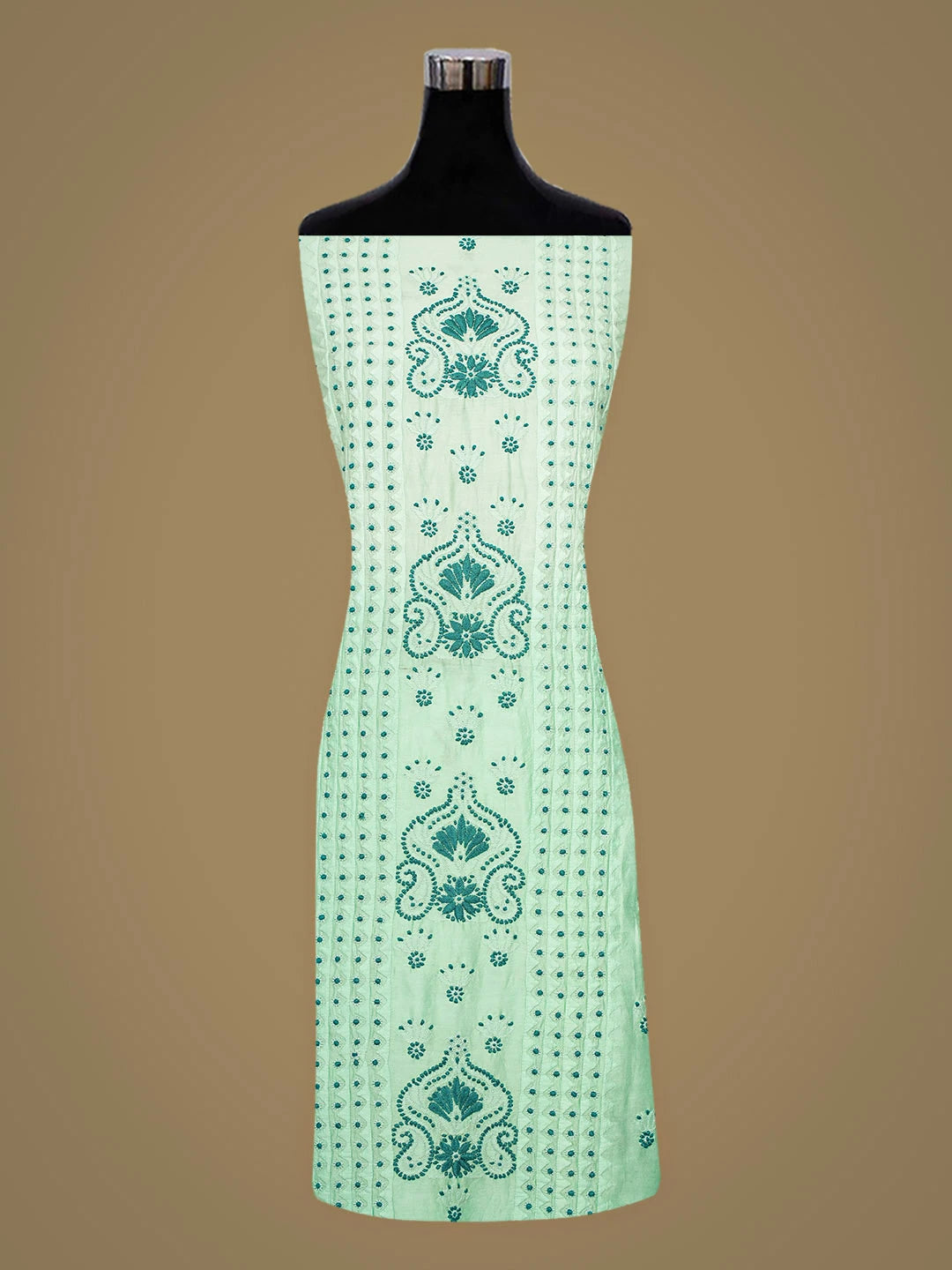 Ada Hand Embroidered Celadon Chanderi Lucknowi Chikankari Unstitched Kurta Dupatta Set 01A904797