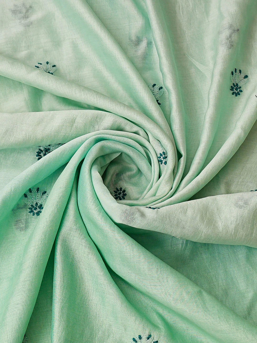 Ada Hand Embroidered Celadon Chanderi Lucknowi Chikankari Unstitched Kurta Dupatta Set 01A904797