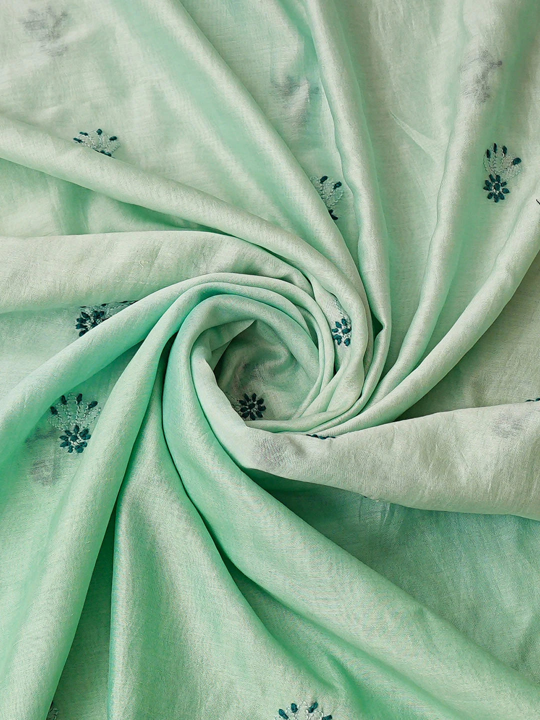 Ada Hand Embroidered Celadon Chanderi Lucknowi Chikankari Unstitched Kurta Dupatta Set 01A904797