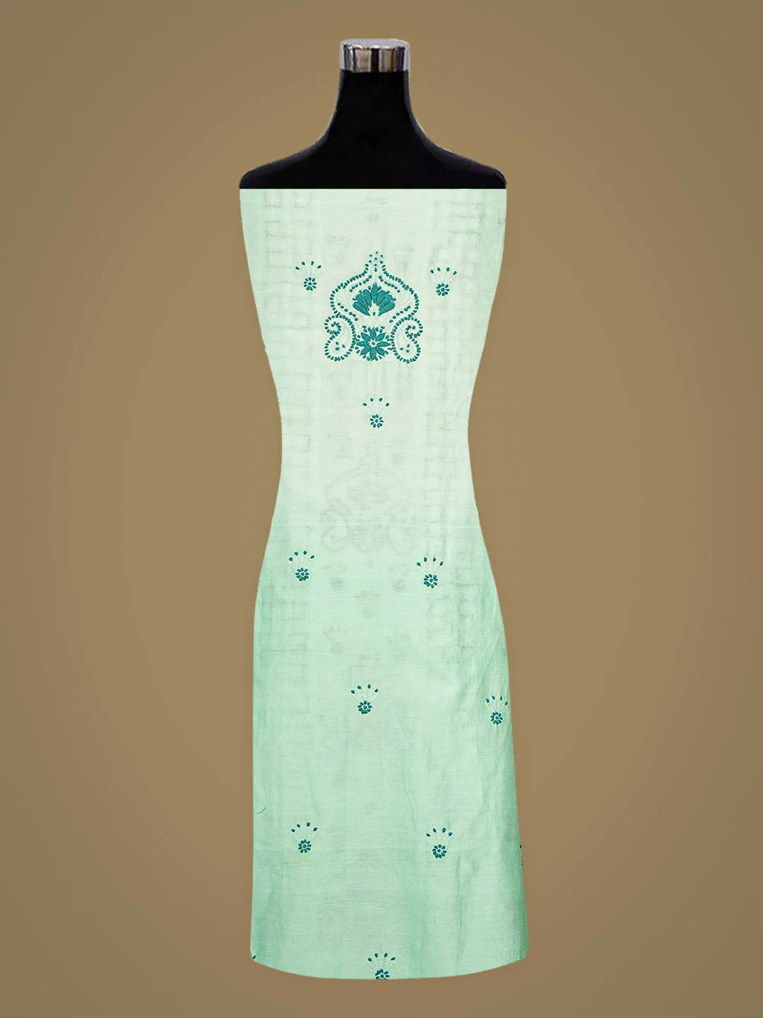 Ada Hand Embroidered Celadon Chanderi Lucknowi Chikankari Unstitched Kurta Dupatta Set 01A904797