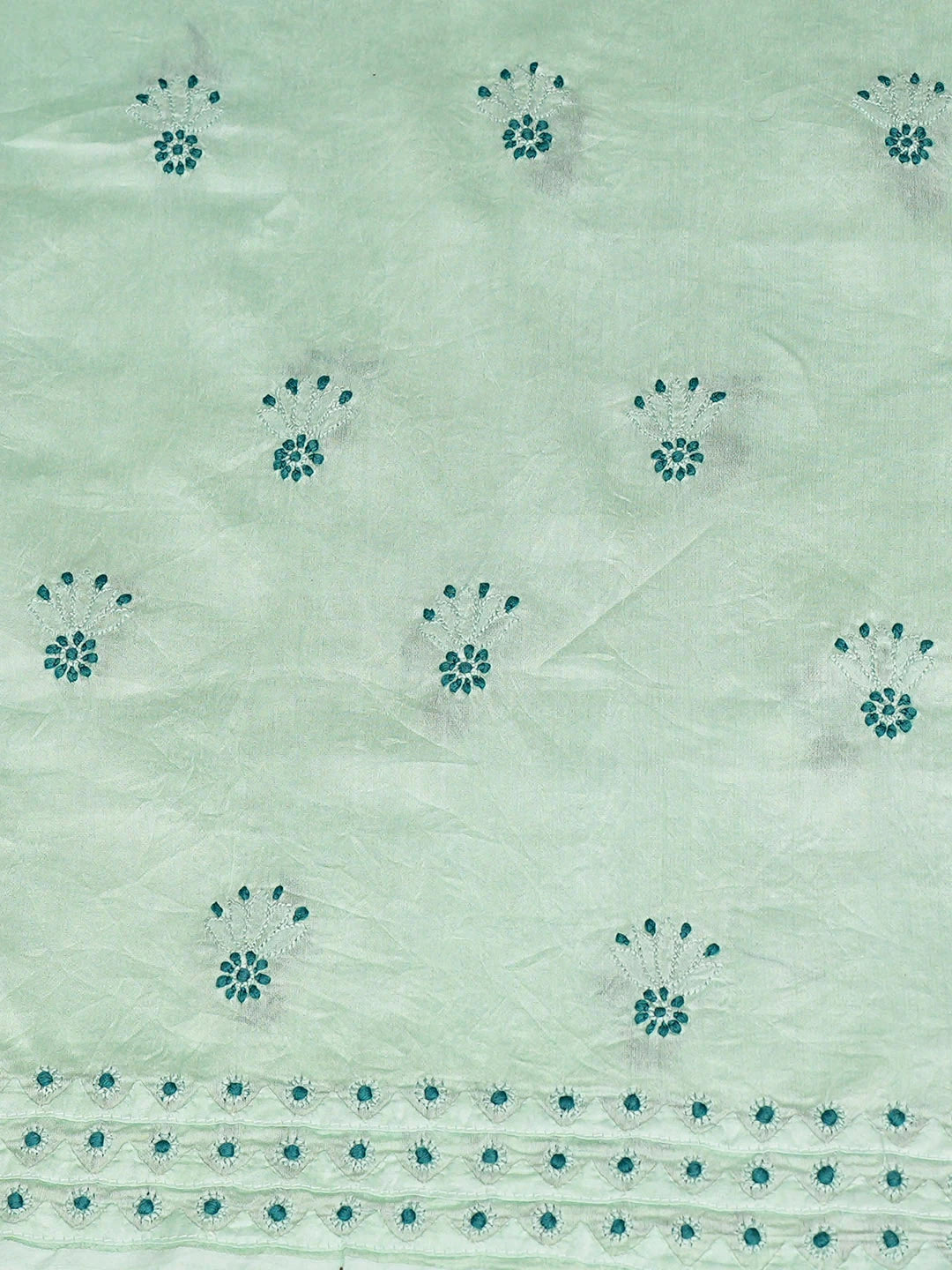 Ada Hand Embroidered Celadon Chanderi Lucknowi Chikankari Unstitched Kurta Dupatta Set 01A904797