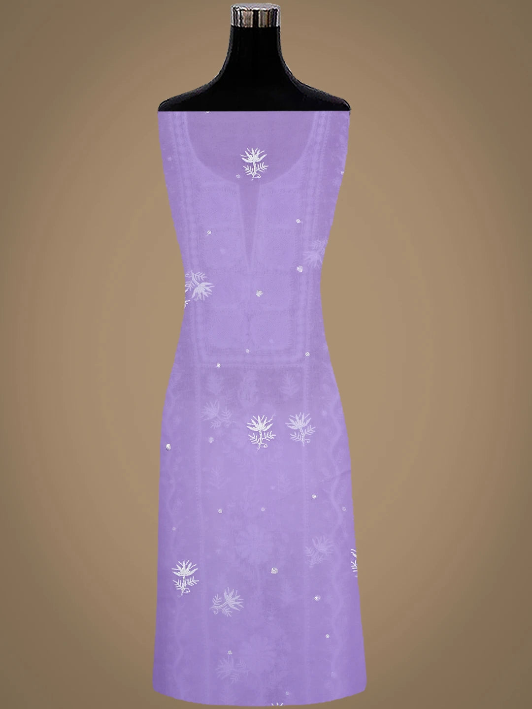Ada Hand Embroidered Mauve Organza Lucknowi Chikankari Unstitched Kurta Dupatta Set With Pearl Work 01A936249