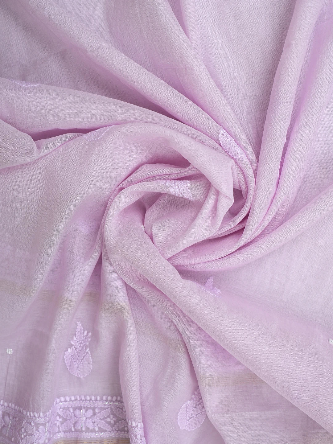 Ada Hand Embroidered Lavender Chanderi Lucknowi Chikankari Unstitched Suit Piece With Pearl Work 01A937523