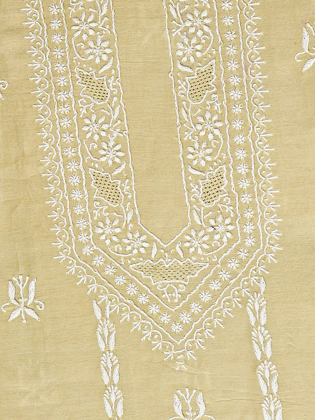 Ada Hand Embroidered Pista Green Chanderi Lucknowi Chikankari Unstitched Men's Kurta 01A879145