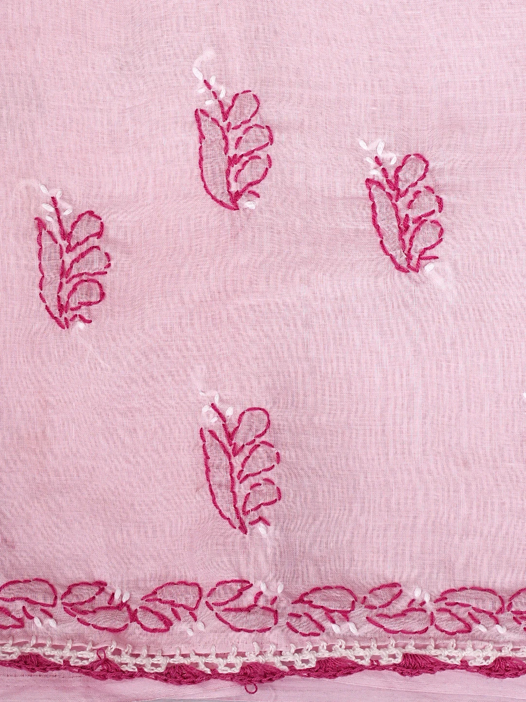 Ada Hand Embroidered Pink Cotton Lucknowi Chikankari Unstitched Suit Piece 01A935054