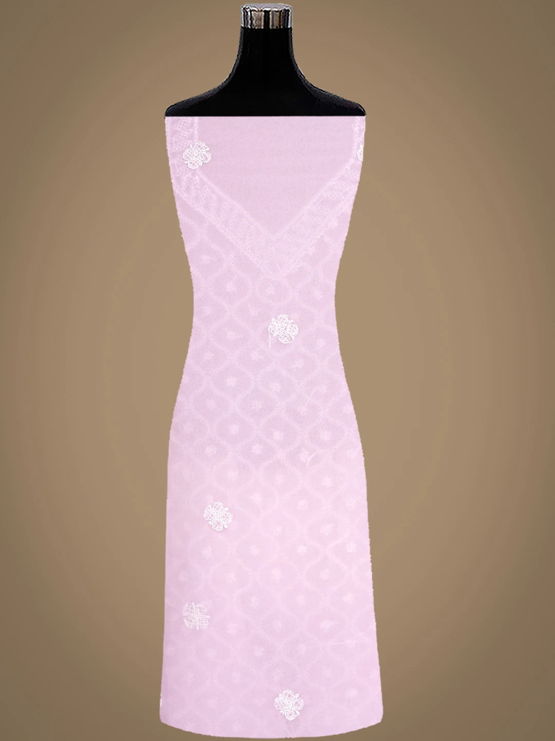 Ada Hand Embroidered Pink Georgette Lucknowi Chikankari Unstitched Suit Piece 01A937320