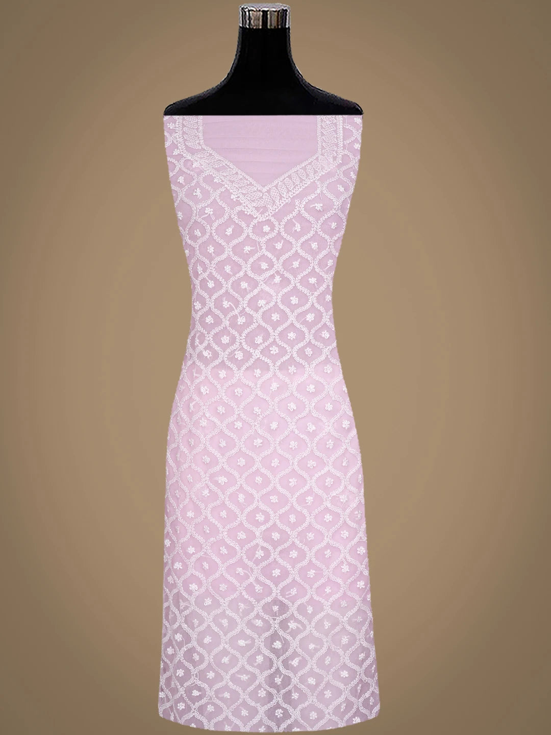 Ada Hand Embroidered Pink Georgette Lucknowi Chikankari Unstitched Suit Piece 01A937320
