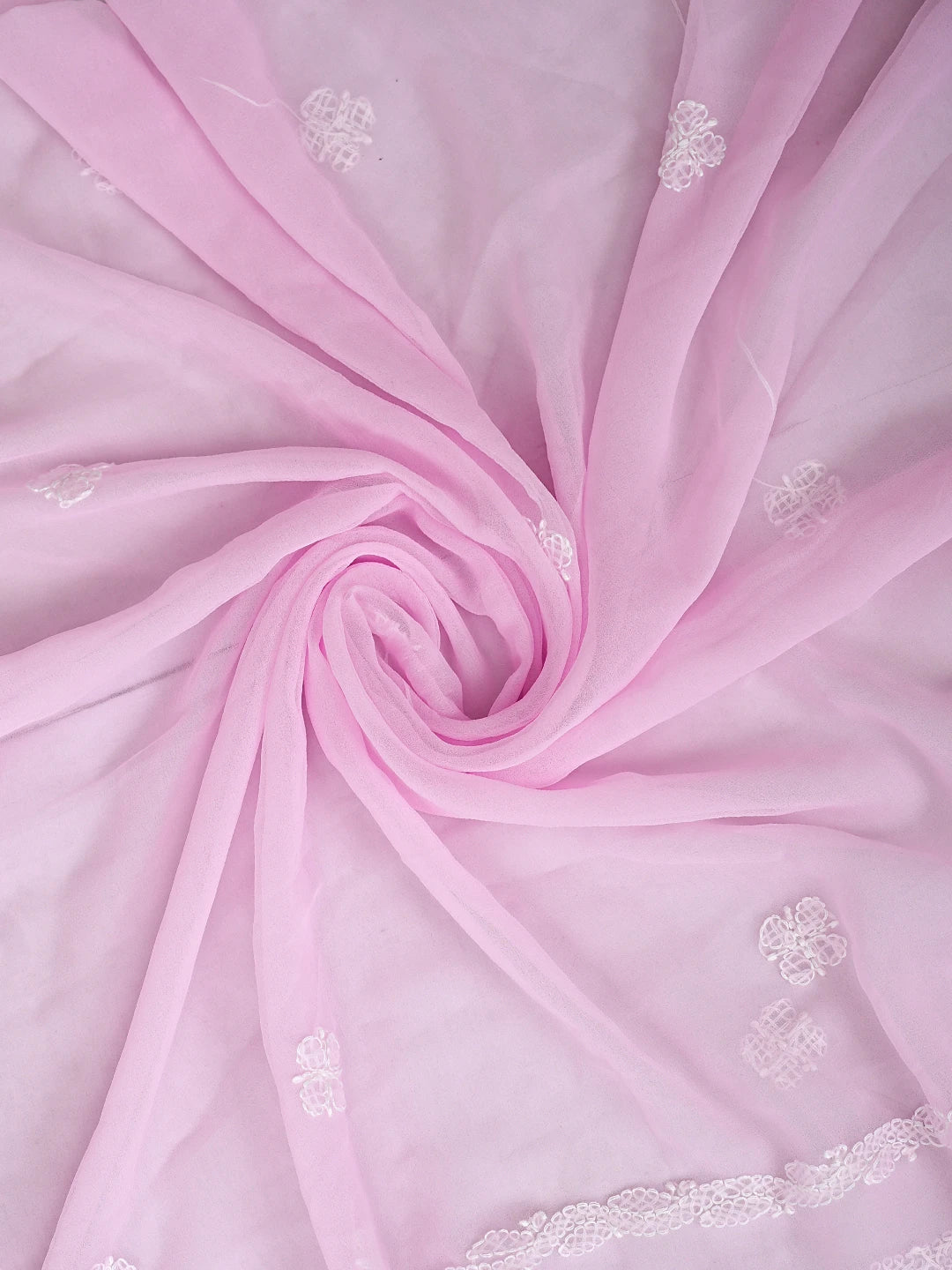 Ada Hand Embroidered Pink Georgette Lucknowi Chikankari Unstitched Suit Piece 01A937320