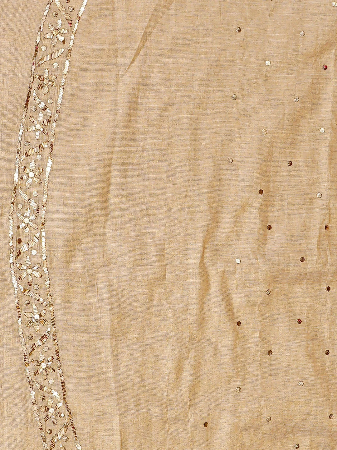 Ada Hand Embroidered Fawn Tissue Unstitched Men's Kurta With Muqaish/Mukaish Work 01A908838