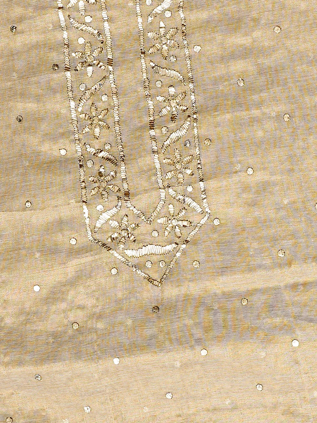 Ada Hand Embroidered Fawn Tissue Unstitched Men's Kurta With Muqaish/Mukaish Work 01A908838