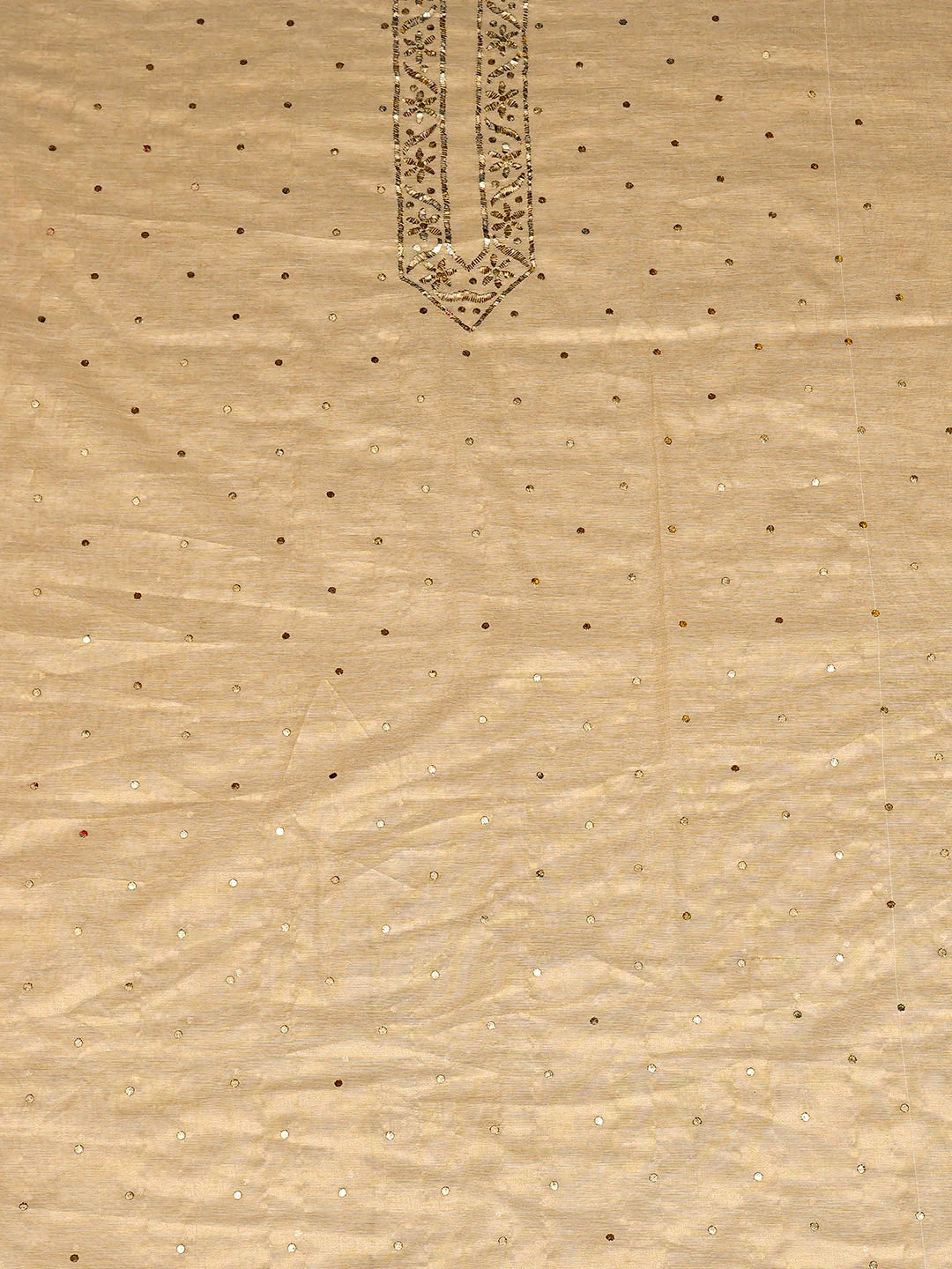 Ada Hand Embroidered Fawn Tissue Unstitched Men's Kurta With Muqaish/Mukaish Work 01A908838
