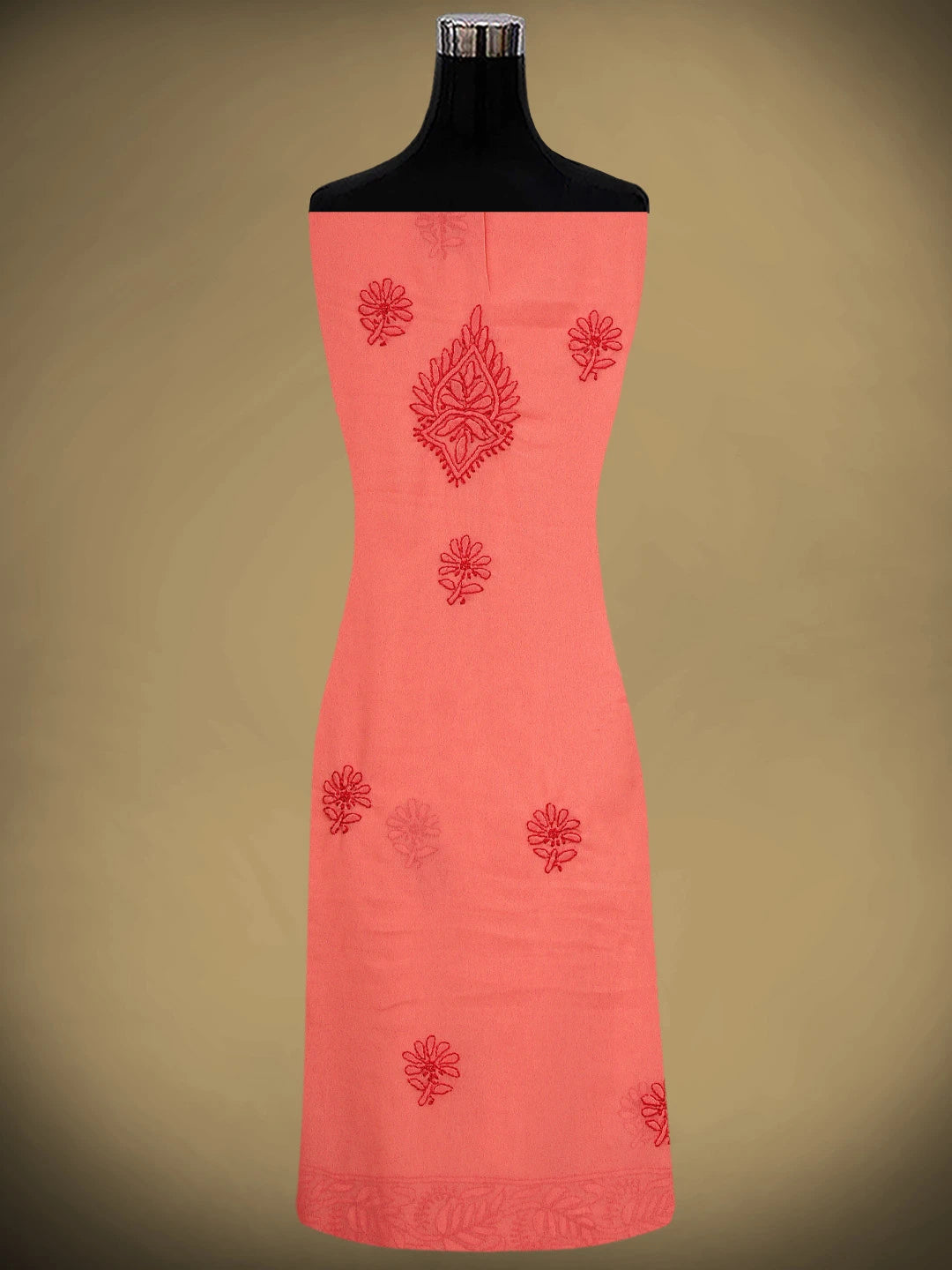 Ada Hand Embroidered Carrot  Pink Georgette Lucknowi Chikankari Unstitched Suit Piece 01A911532