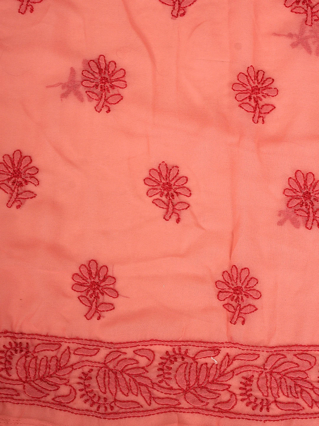 Ada Hand Embroidered Carrot  Pink Georgette Lucknowi Chikankari Unstitched Suit Piece 01A911532