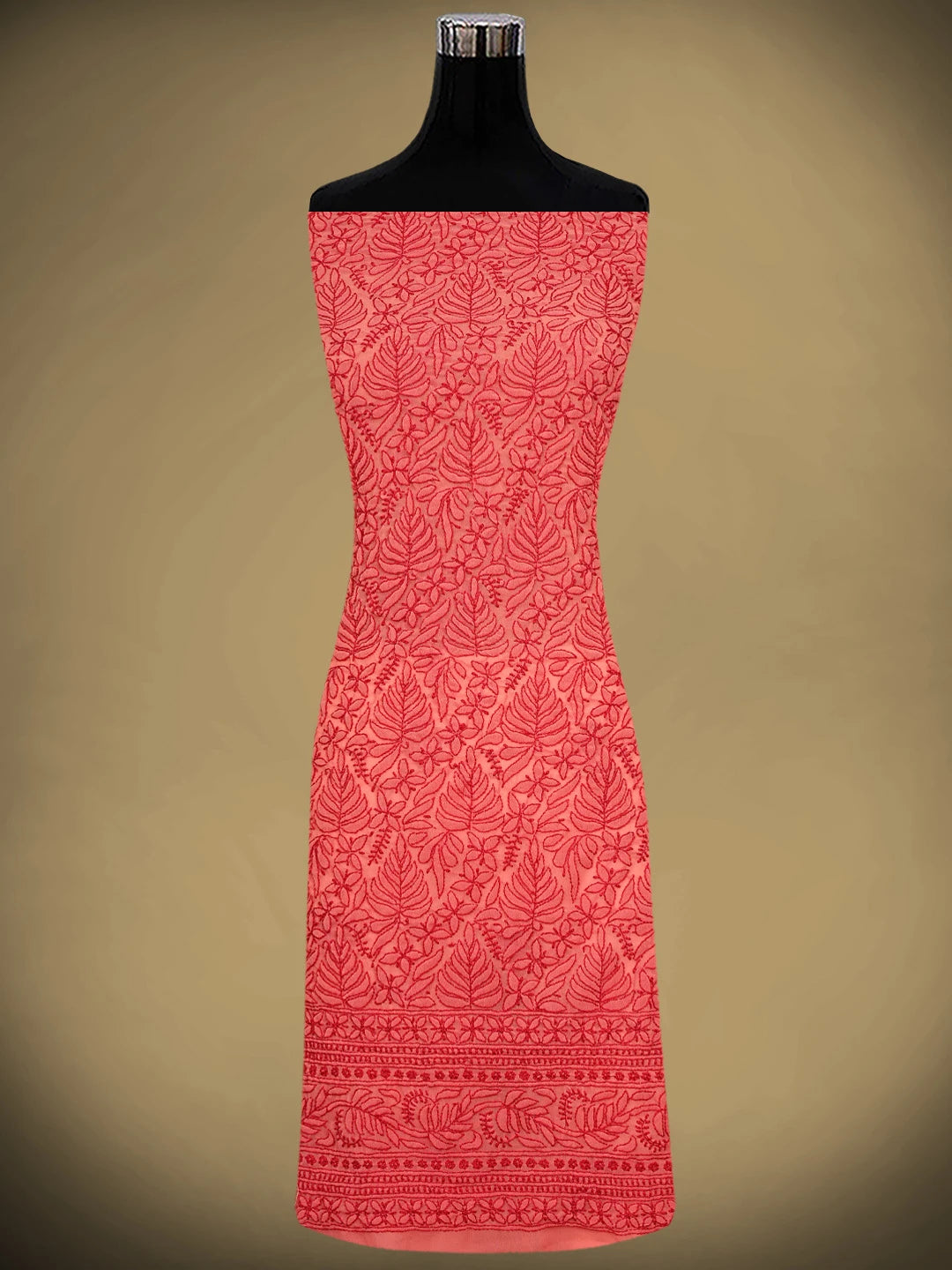 Ada Hand Embroidered Carrot  Pink Georgette Lucknowi Chikankari Unstitched Suit Piece 01A911532