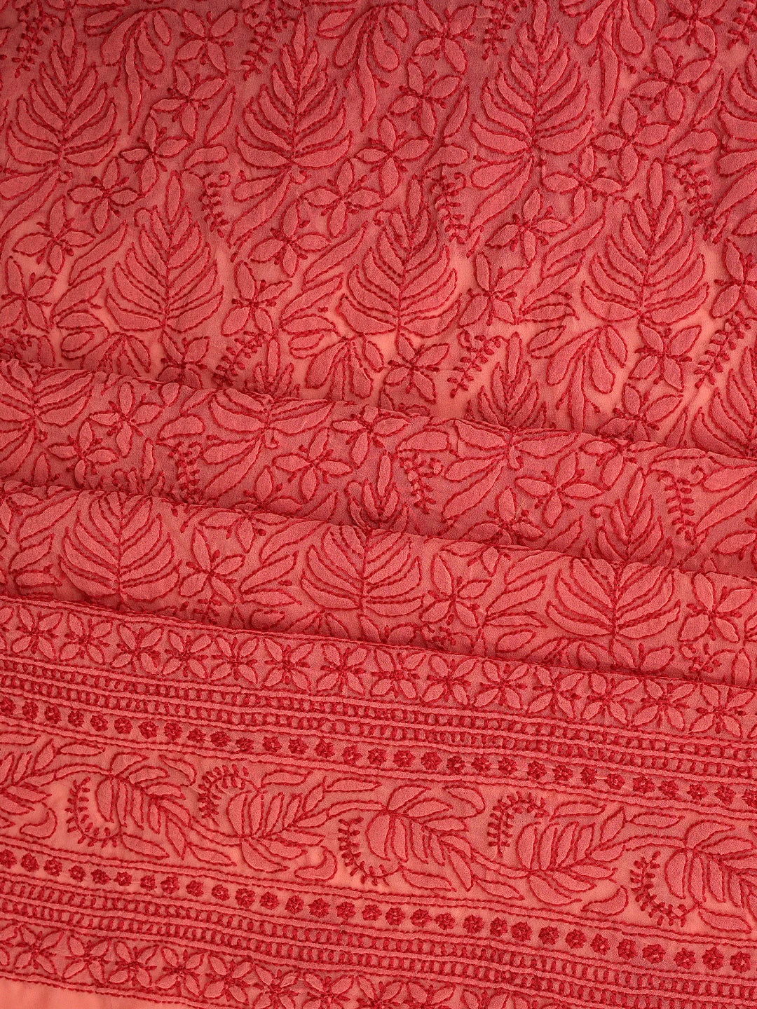 Ada Hand Embroidered Carrot  Pink Georgette Lucknowi Chikankari Unstitched Suit Piece 01A911532