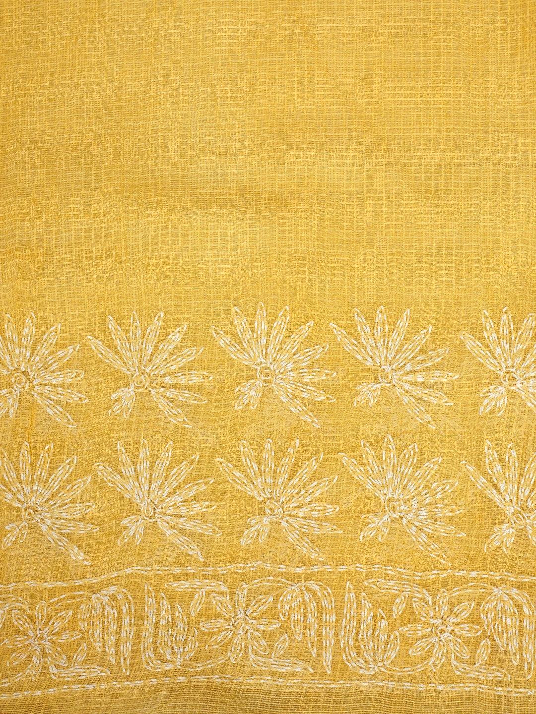 Ada Hand Embroidered Yellow Kota Lucknowi Chikankari Saree and Blouse 01A922175