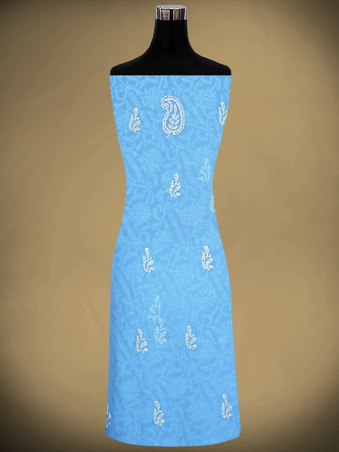 Ada Hand Embroidered Cool Sky Blue Georgette Lucknowi Chikankari Unstitched Suit Piece 01A907719