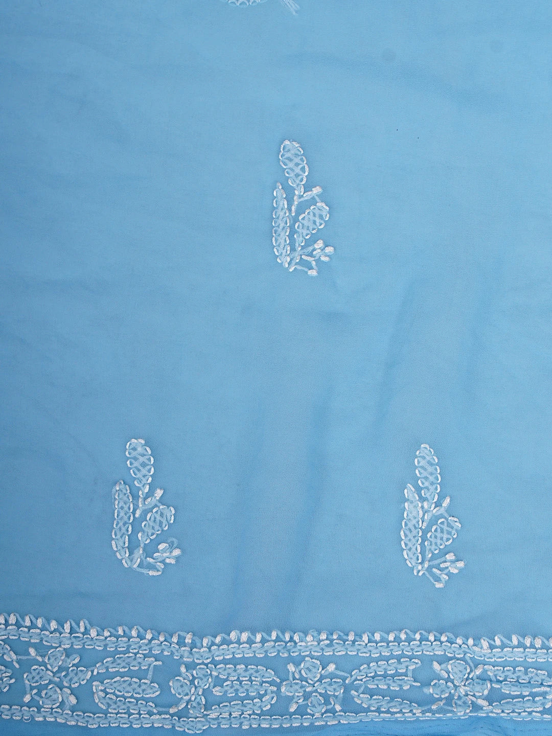 Ada Hand Embroidered Cool Sky Blue Georgette Lucknowi Chikankari Unstitched Suit Piece 01A907719