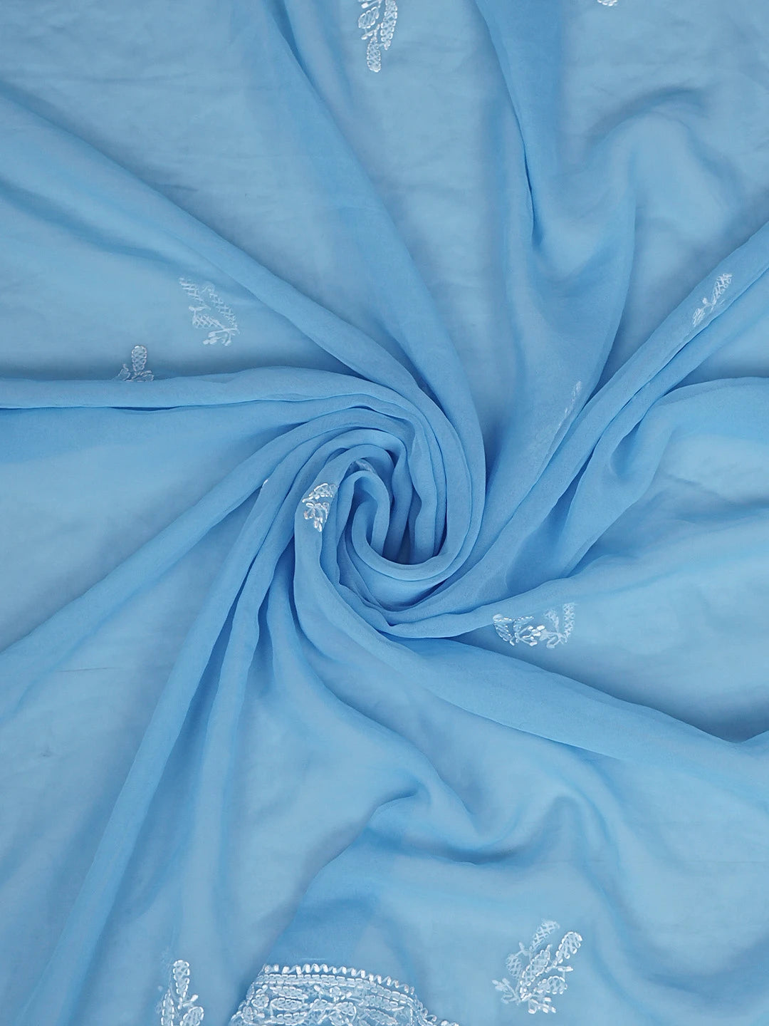 Ada Hand Embroidered Cool Sky Blue Georgette Lucknowi Chikankari Unstitched Suit Piece 01A907719
