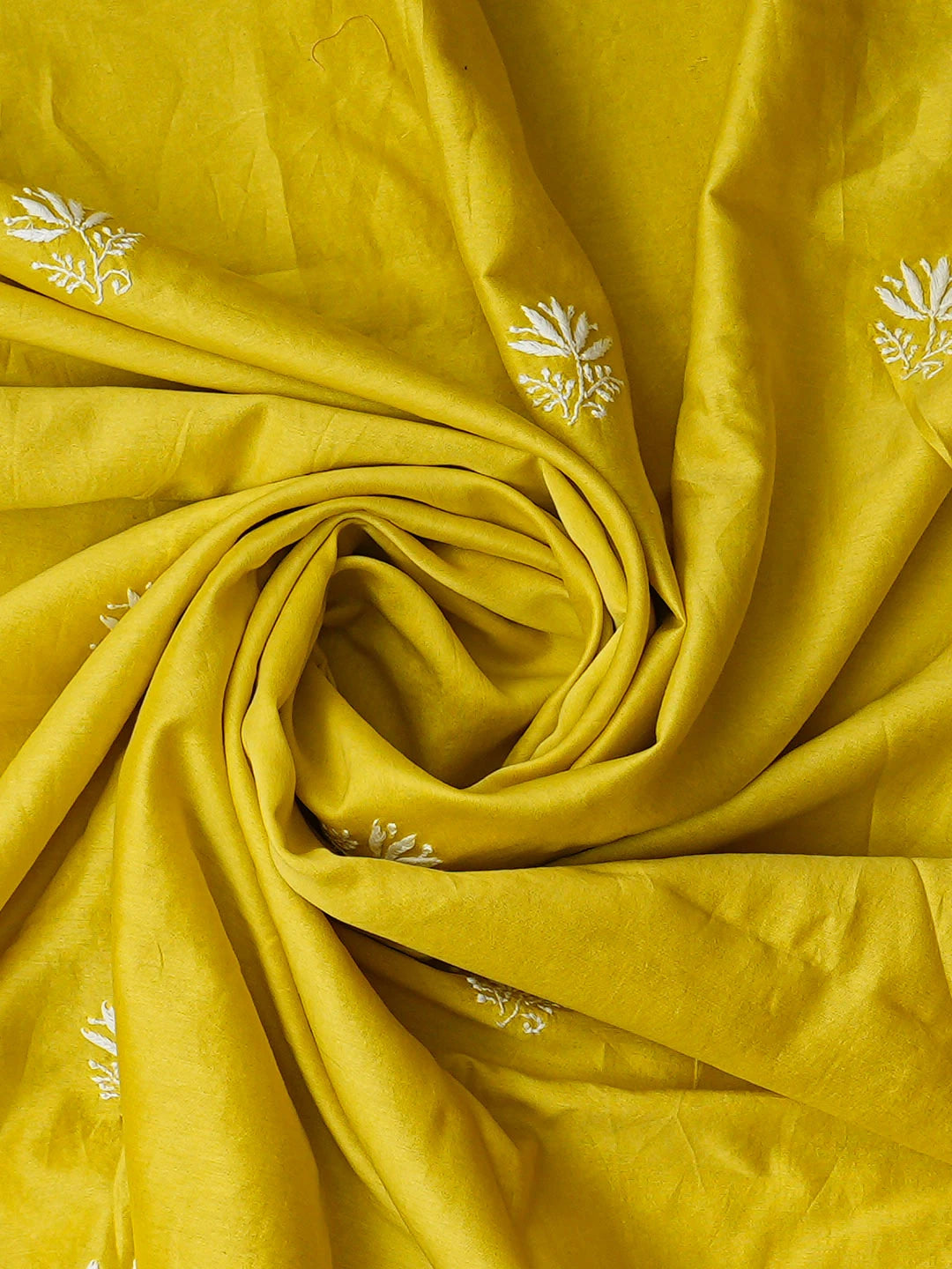 Ada Hand Embroidered Lime Green Chanderi Lucknowi Chikankari Unstitched Kurta Dupatta Set 01A932528