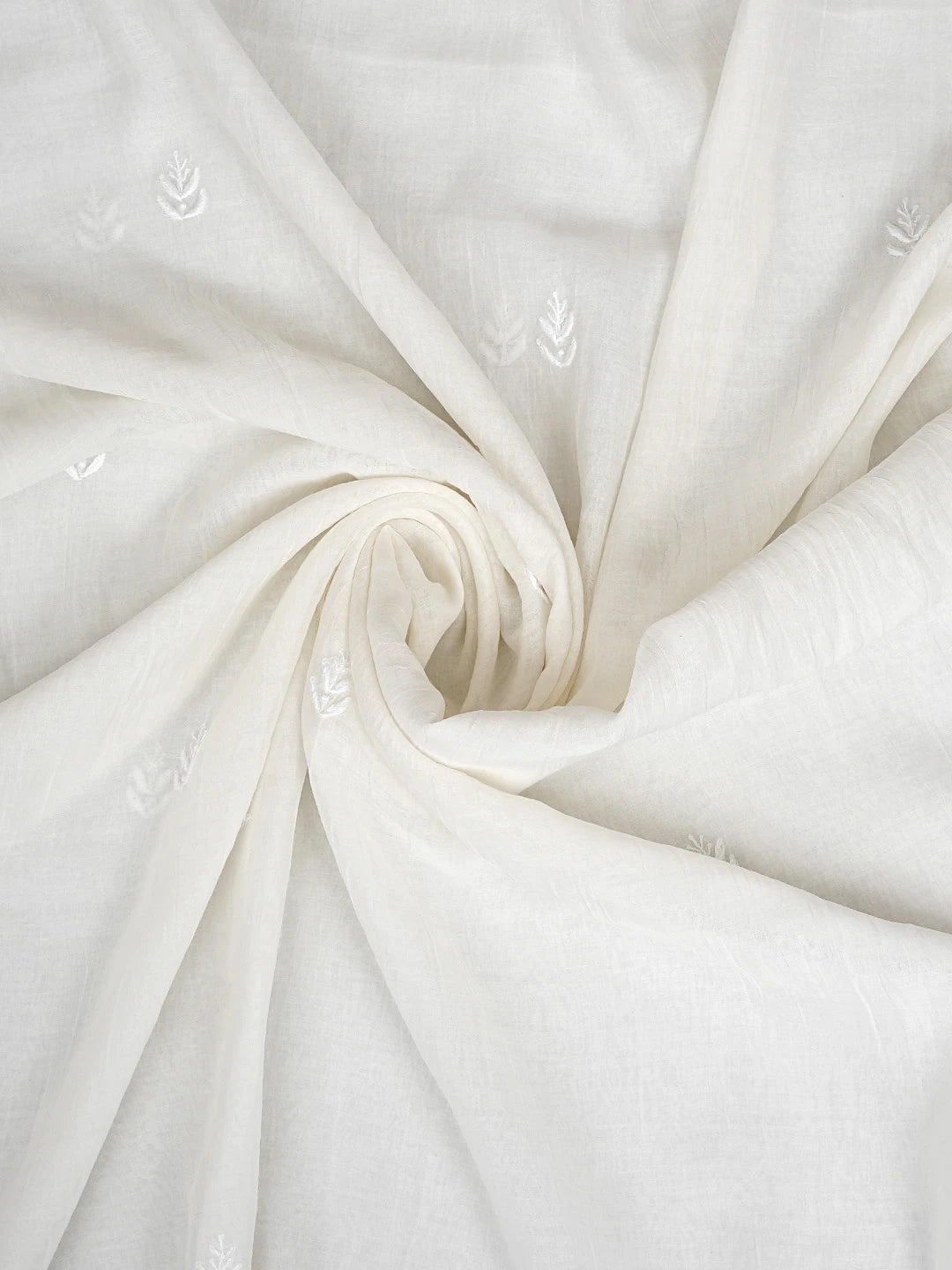 Ada Hand Embroidered White Chanderi Lucknowi Chikankari Unstitched Kurta Dupatta Set 01A903850