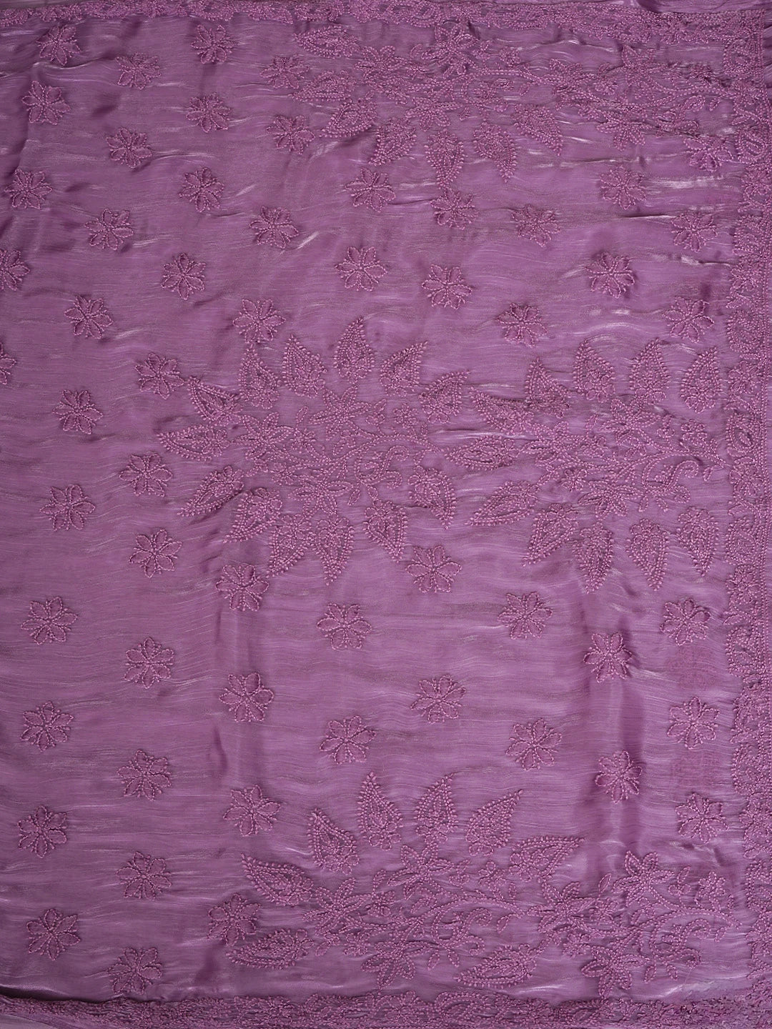 Ada Hand Embroidered Purple Tissue Lucknowi Chikankari Saree and Blouse 01A911331