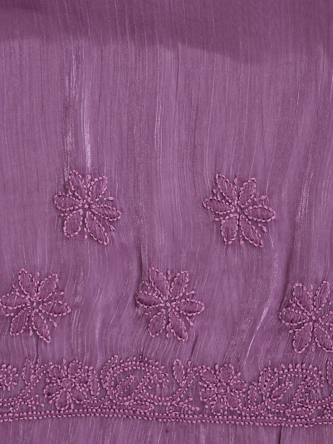 Ada Hand Embroidered Purple Tissue Lucknowi Chikankari Saree and Blouse 01A911331