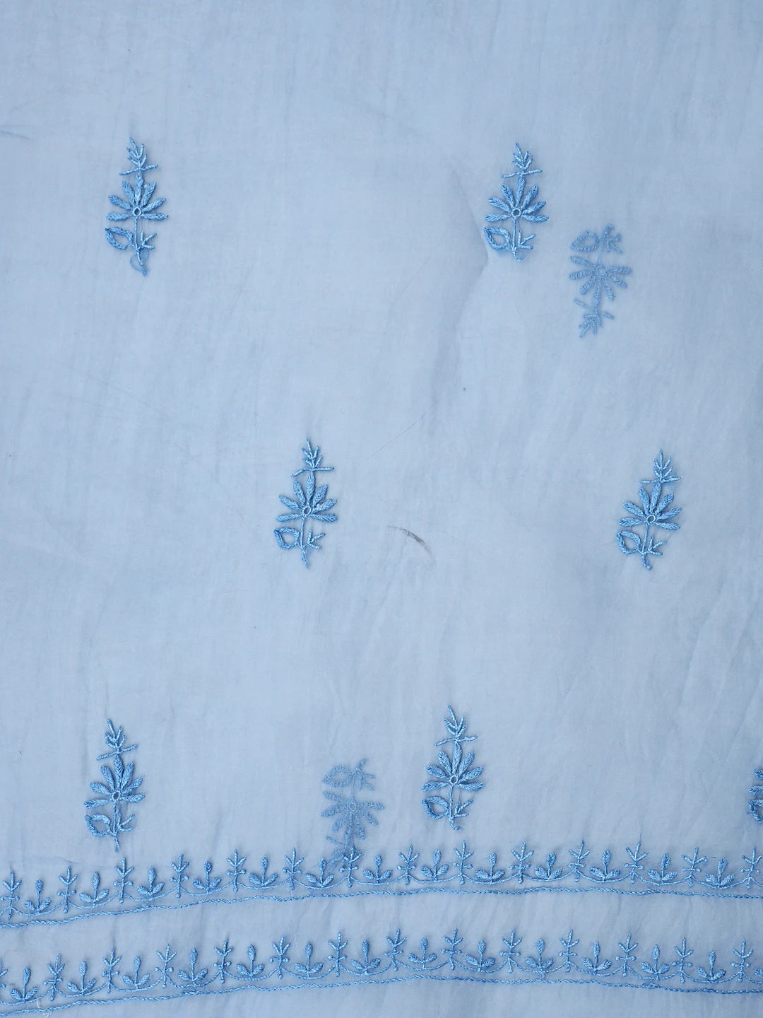 Ada Hand Embroidered Ice Blue Organza Lucknowi Chikankari Unstitched Kurta Dupatta Set 01A936294